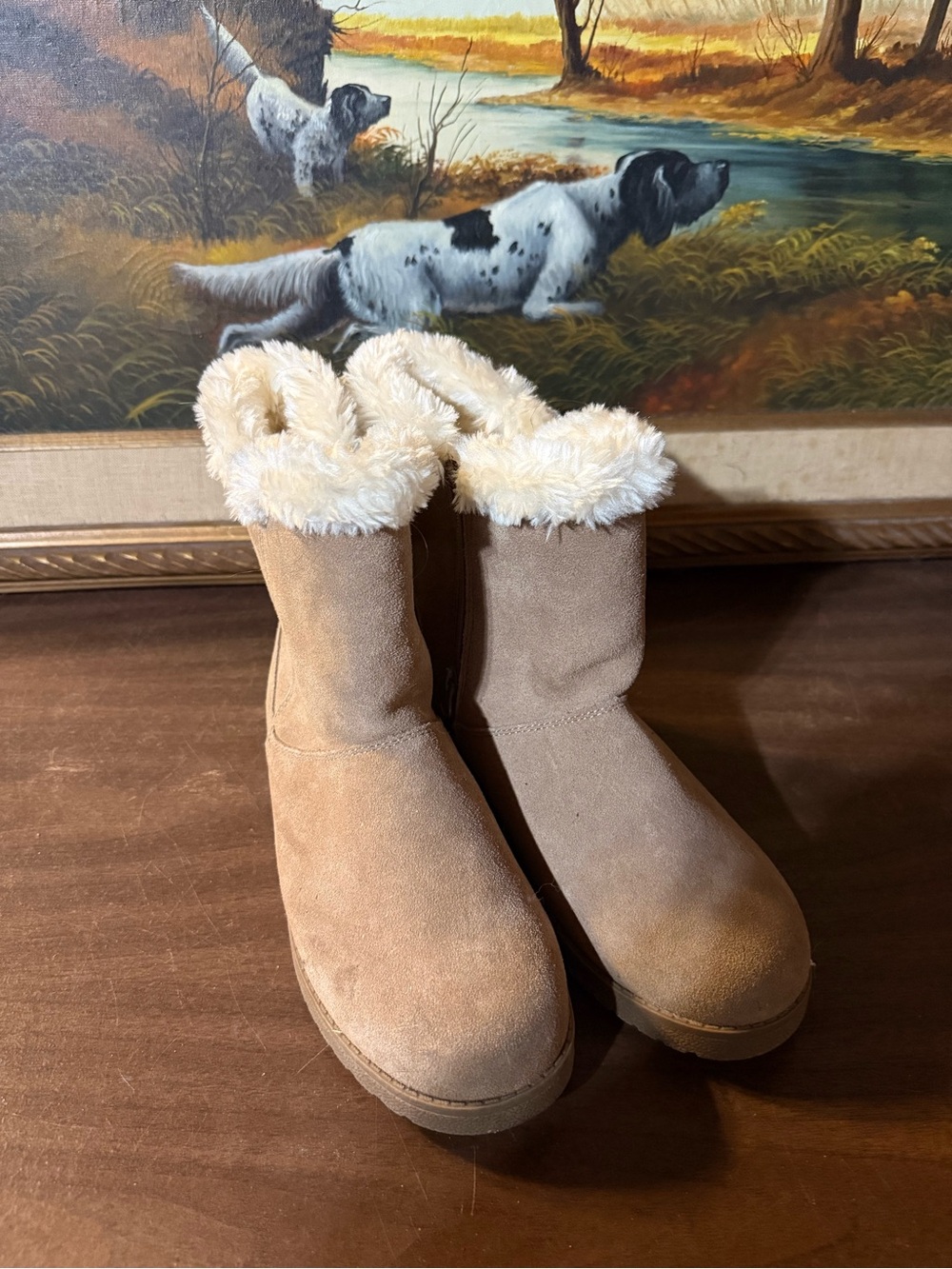 Women’s Cozy Faux-Fur Lined Suede Winter Boots - Tan
